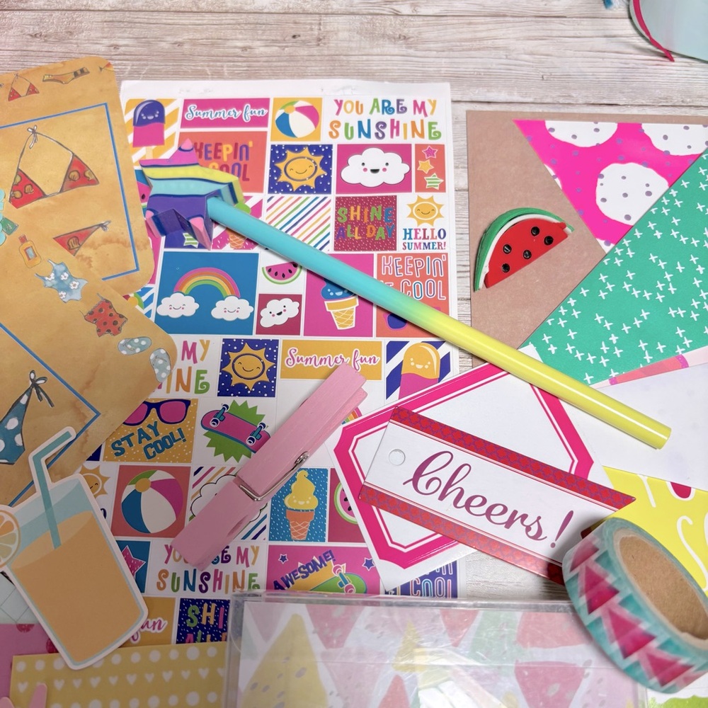Summer Themed Junk Journal & Planner Decor Supplies Kit Scrapbook Lot Stationery - Picture 10 of 12